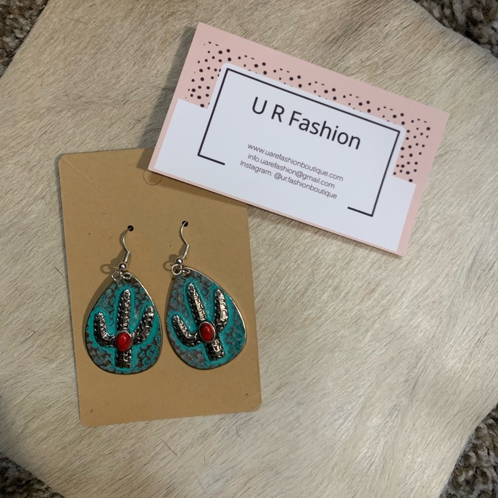 Western Cactus Dangle Earrings